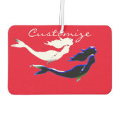 黒/白の水中マーメイドカスタマイズハート カーエアーフレッシュナー (裏面)