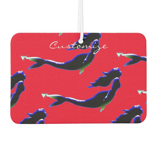 黒/白の水中マーメイドカスタマイズハート カーエアーフレッシュナー (正面)