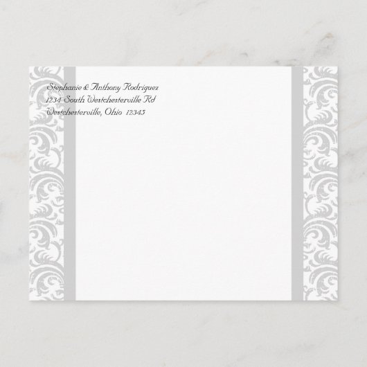 黒/白の結婚式の日付の写真はがきを保存 案内ポストカード (裏面)