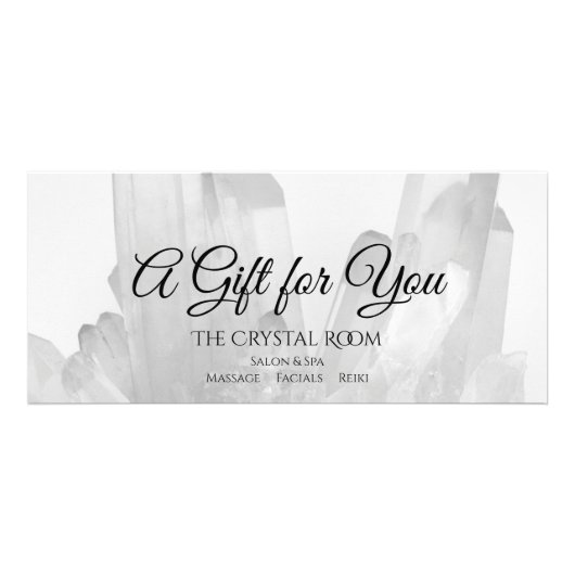 黒/白の結晶スパサロンギフト証明書 ラックカード (正面)