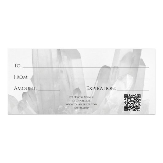 黒/白の結晶スパサロンギフト証明書 ラックカード (裏面)