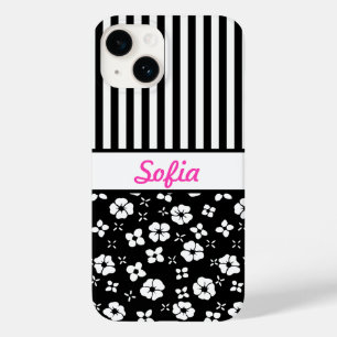 黒/白の花/ストライプモノグラムの色 Case-Mate iPhone 14ケース
