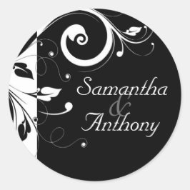 黒+白の逆旋回マッチング封筒用シール ラウンドシール