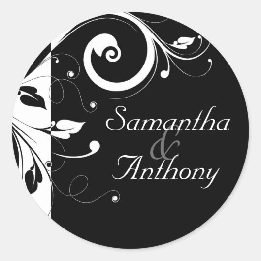 黒+白の逆旋回マッチング封筒用シール ラウンドシール (正面)