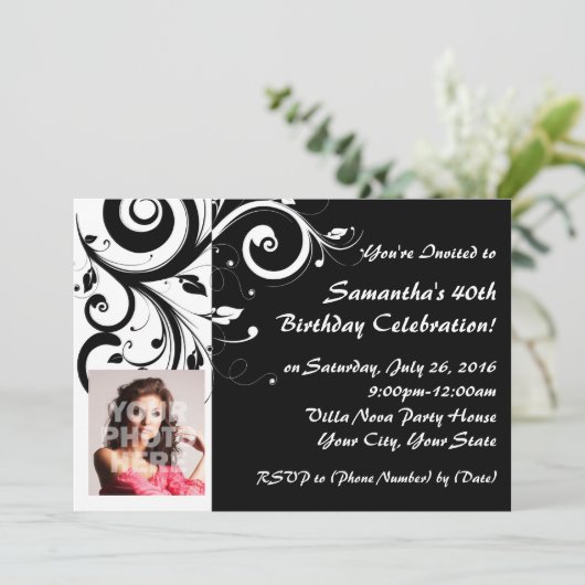 黒+白の逆旋回40番目のフォト招待状 招待状 (スタンド正面)