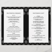 黒+白の雪の結晶の冬のウェディングプログラム (裏面)