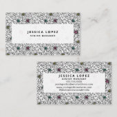 黒+白カラフルデイジーパターンプロフェッショナル 名刺 (正面/裏面)