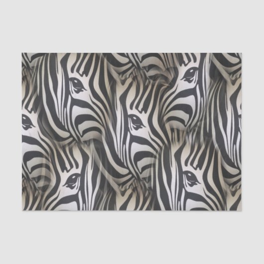 黒 – 白シルエットゼブラリピートデザイン 薄葉紙 (正面)