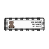 黒+白ジンガム熊ベビーシャワー ラベル (正面)