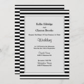 黒/白ストライプ枠結婚付き 招待状 (正面/裏面)