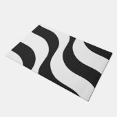 黒+白ゼブラストライプパターンモダン ドアマット (アングル)