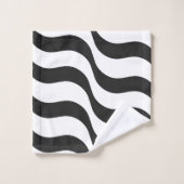 黒+白ゼブラストライプパターンモダン バスタオルセット (ウォッシュタオル)