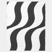 黒+白ゼブラストライプパターンモダン フリースブランケット (正面)