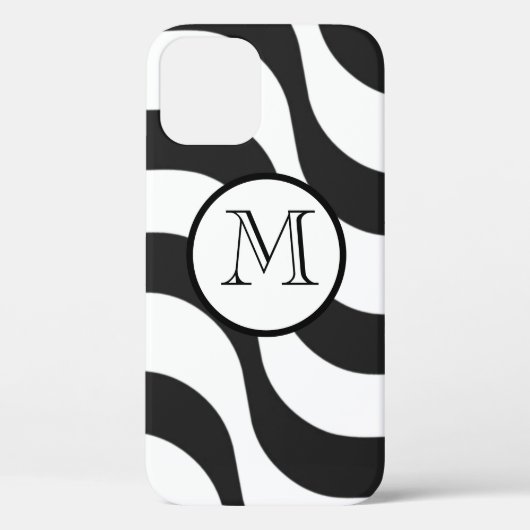 黒+白ゼブラストライプパターンモダン Case-Mate iPhoneケース (裏面)