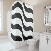 黒+白ゼブラストライプ模様モダン枕 シャワーカーテン (インサイチュ)