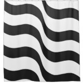 黒+白ゼブラストライプ模様モダン枕 シャワーカーテン (正面)