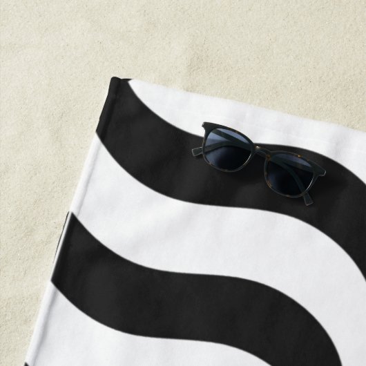 黒+白ゼブラストライプ模様モダン枕 ビーチタオル (インサイチュ)