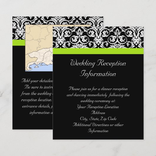 黒/白ダマスク付き/チャートルーズグリーンアクセントストリップ (正面/裏面)