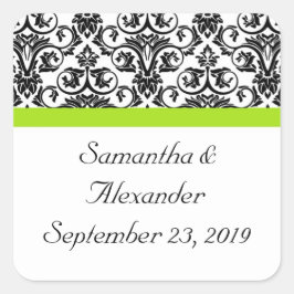 黒/白ダマスク付き/チャートルーズグリーンアクセントストリップ スクエアシール