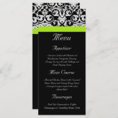 黒/白ダマスク付き/チャートルーズグリーンアクセントストリップ メニュー (正面/裏面)
