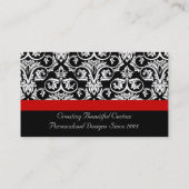 黒/白ダマスク(赤アクセント付きファッションビジネス) 名刺 (裏面)
