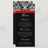 黒/白ダマスク（赤アクセント付き） メニュー (正面/裏面)