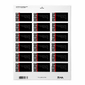 黒/白ダマスク（赤アクセント付き） ラベル (フルシート)