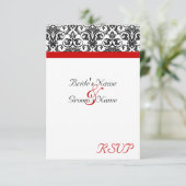 黒/白ダマスク（赤アクセント付き） 出欠カード (スタンド正面)