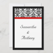 黒/白ダマスク（赤アクセント付き） 招待状 (裏面)