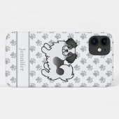 黒+白チベットン・スパニエル犬+名前 Case-Mate iPhoneケース (裏面(横))