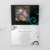 黒+白ティール（緑がかった色）渦折り結婚式招待状 招待状 (内部)