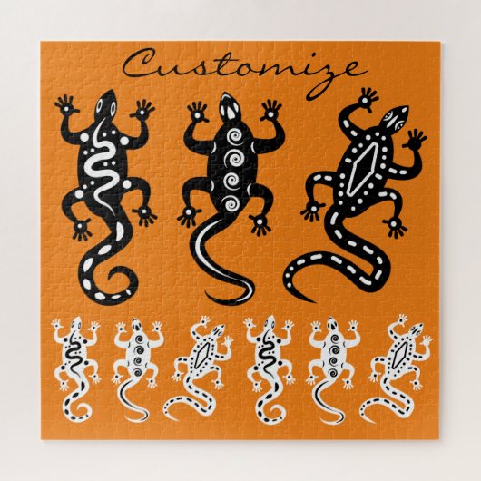 黒/白トカゲThunder_Cove南西スタイル ジグソーパズル (横)