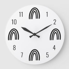 黒/白レインボーキッズウォールクロック ラージ壁時計