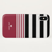 黒、白及びこっけい者の赤くストライプのなパーソナライズ Case-Mate iPhoneケース (裏面(横))