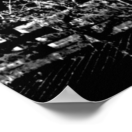 黒/白日本の塔(さくらんぼ花付) ポスター (角)