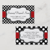 黒/白水玉模様赤リボン表/裏 名刺 (正面/裏面)