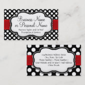 黒/白水玉模様赤リボン表/裏 名刺 (正面/裏面)