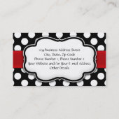 黒/白水玉模様赤リボン表/裏 名刺 (裏面)