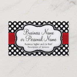 黒/白水玉模様赤リボン表/裏 名刺