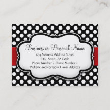 黒/白水玉模様赤リボン