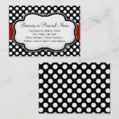 黒/白水玉模様赤リボン 名刺 (正面/裏面)