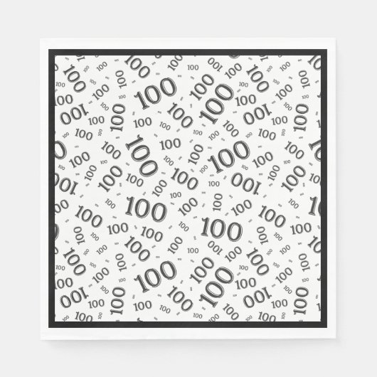 黒/白100乱数パターン スタンダードランチョンナプキン (正面)