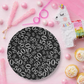 黒/白50番目の誕生日番号パターン ペーパープレート (パーティー)