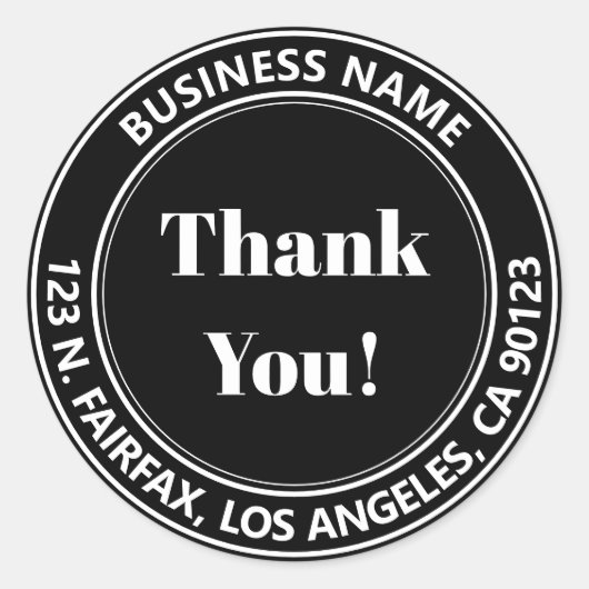 黒 白 ありがとう！ 返送先住所 ラウンドシール (正面)