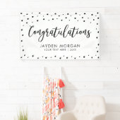 黒&白 |おめでとうございますパーティーイベントバナー 横断幕 (インサイチュ)