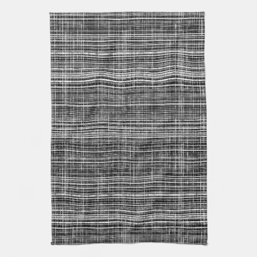 黒、白、およびグレーのチェックパターン キッチンタオル (縦)