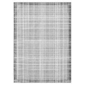 黒、白、およびグレーのチェックパターン テーブルクロス (正面)