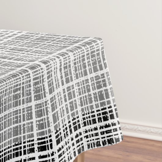 黒、白、およびグレーのチェックパターン テーブルクロス (インサイチュ)