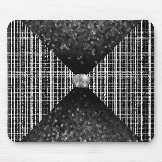 黒、白、およびグレーのチェックパターン マウスパッド (正面)