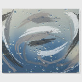 黒、白、およびグレーのブラシストロークのラッピング紙 ラッピングペーパー (フラット)